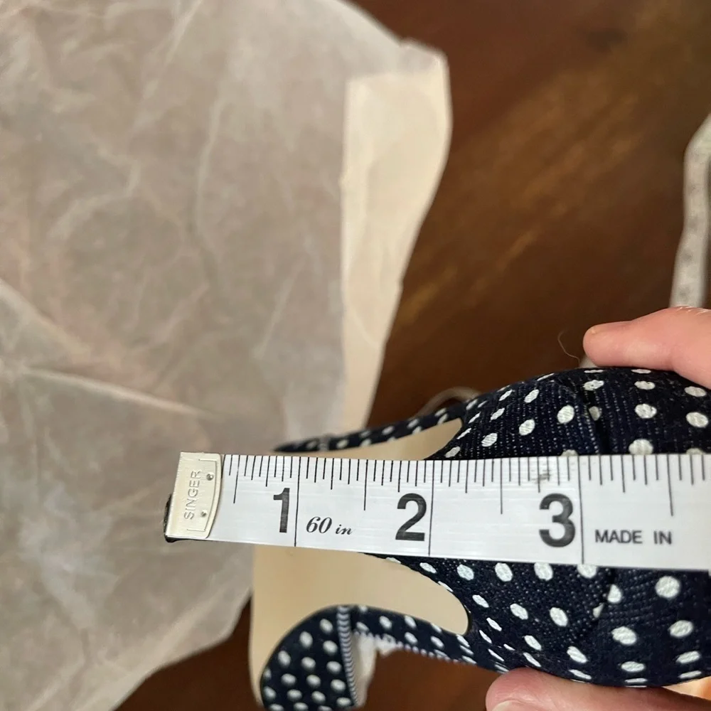 J.Crew | Colette D'Orsay Navy & White Polka Dot Heels | 7
